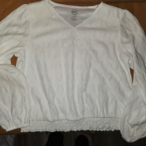 Elegant White V-Neck White Lace Top